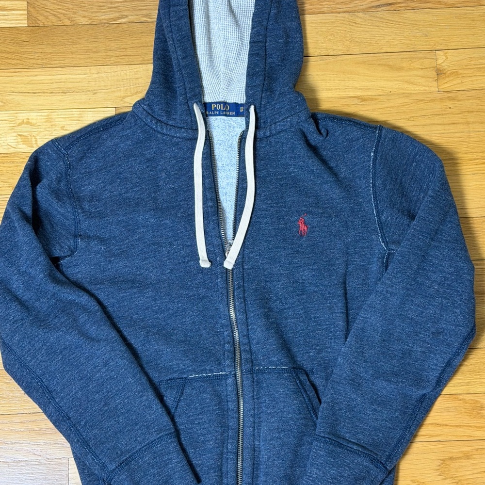 Ralph Lauren Navy and Cream Zip-Up Sweater